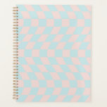 Warped Check Retro Checkerboard Soft Pastel Planner<br><div class="desc">Cool warped checkers in pastel blue and pastel pink color. A nice retro psychedelic design that takes you to the wonderland. Twisted,  wavy,  warped checkerboard,  warped checks,  warped checkered dorm room student preppy planner.</div>