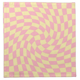 Warped Check Retro Checkered Pink Peach Cloth Napkin