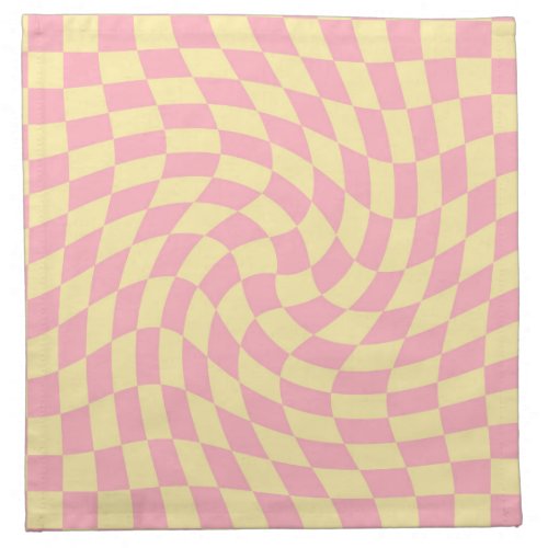 Warped Check Retro Checkered Pink Peach  Cloth Napkin