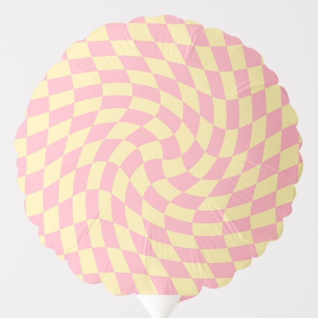 Warped Check Retro Checkered Pink Peach Dorm  Balloon (Front)