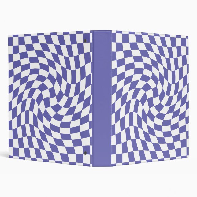Warped Checkerboard Checks Pattern Retro 3 Ring Binder (Background)