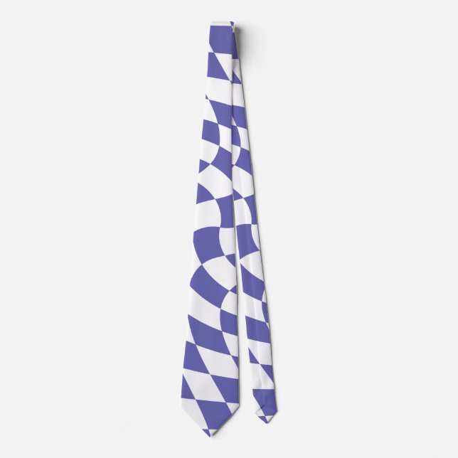 Warped Checkerboard Checks Pattern Retro Neck Tie (Front)