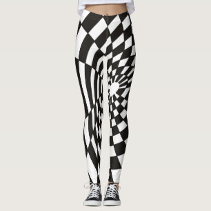 Warped Checkerboard in Black and White Leggings