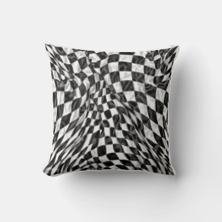 Warped Checkerboard Pattern | Soft Optical Illusio Throw Pillow
