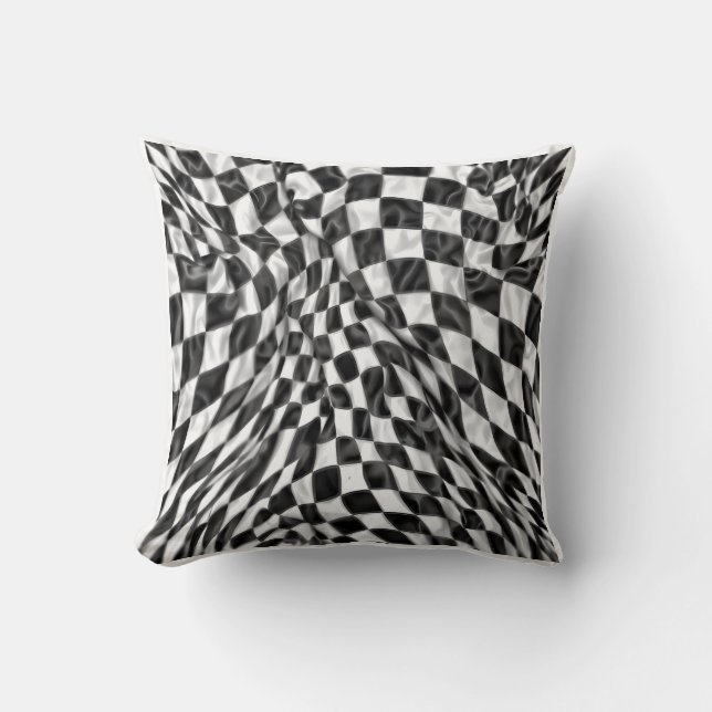Warped Checkerboard Pattern | Soft Optical Illusio Throw Pillow (Front)