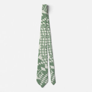 Warped Checks in Green Neck Tie