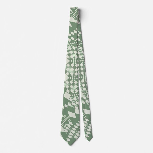 Warped Checks in Green Neck Tie (Front)