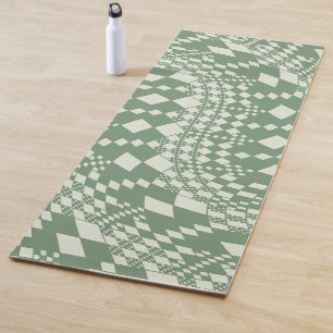 Warped Checks in Green Yoga Mat
