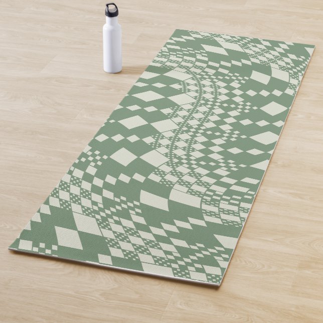 Warped Checks in Green Yoga Mat (In Situ)
