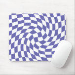 Warped Checks Retro Psychedelic Mouse Pad<br><div class="desc">Cool warped groovy checkered pattern in color of the year 2022 periwinkle blue featuring on a home decor for bedroom, living room, kitchen or every day accessories and office products for trendy retro good vibes. Simple twirl checks in color of year for little retro psychedelic style. Twirled and swirled checkerboard,...</div>