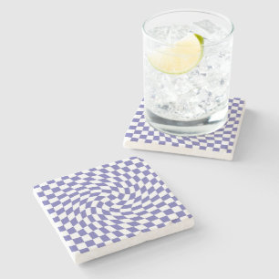 Warped Checks Retro Psychedelic Stone Coaster