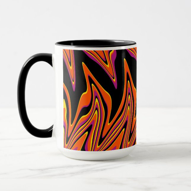 Warped in Black, Pink, Orange and Yellow  Mug (Left)