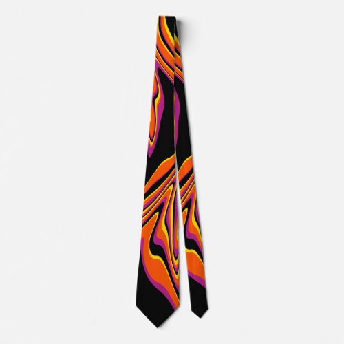 Warped in Black Pink Orange and Yellow  Neck Tie