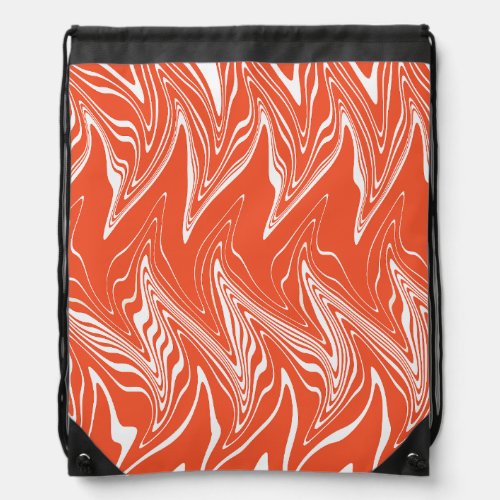 Warped _ Orange and White Drawstring Bag