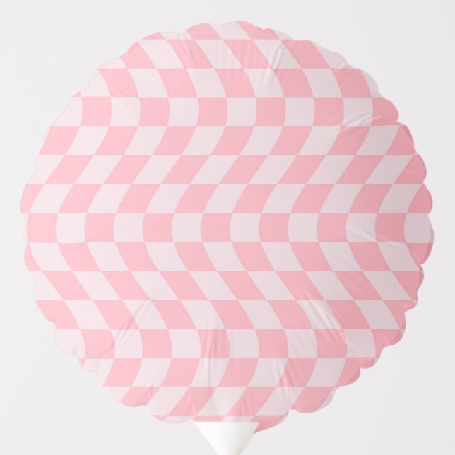 Warped Retro Checkerboard Pink Lilac Checkered  Balloon (Front)