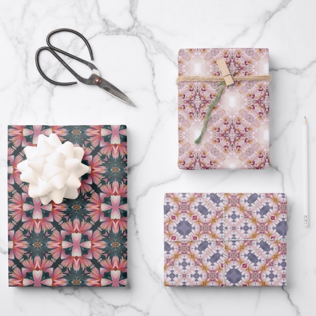 WARPPING PAPER - 3 SHADES OF WATERCOLOR PINK  (Front)