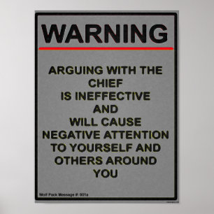 Warrant Officer Warning Message Poster