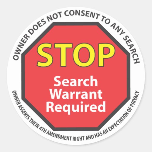 Warrant required stickers