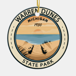 Warren Dunes State Park Michigan Vintage Ceramic Ornament