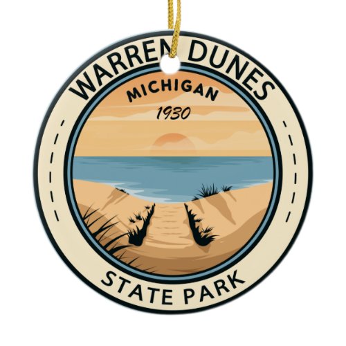 Warren Dunes State Park Michigan Vintage Ceramic Ornament