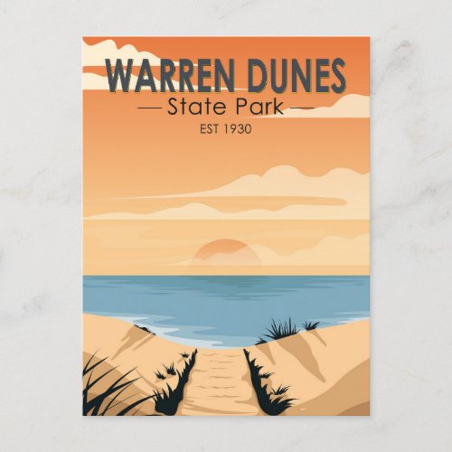 Warren Dunes State Park Michigan Vintage Postcard