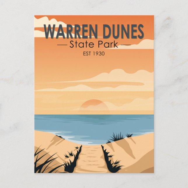 Warren Dunes State Park Michigan Vintage Postcard (Front)