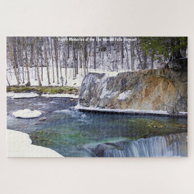 Warren Falls Vermont.Christmas Greetings Jigsaw Pu Jigsaw Puzzle (Horizontal)