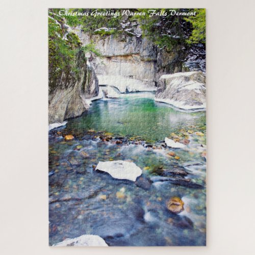 Warren Falls Vermont Christmas Greetings Jigsaw Puzzle