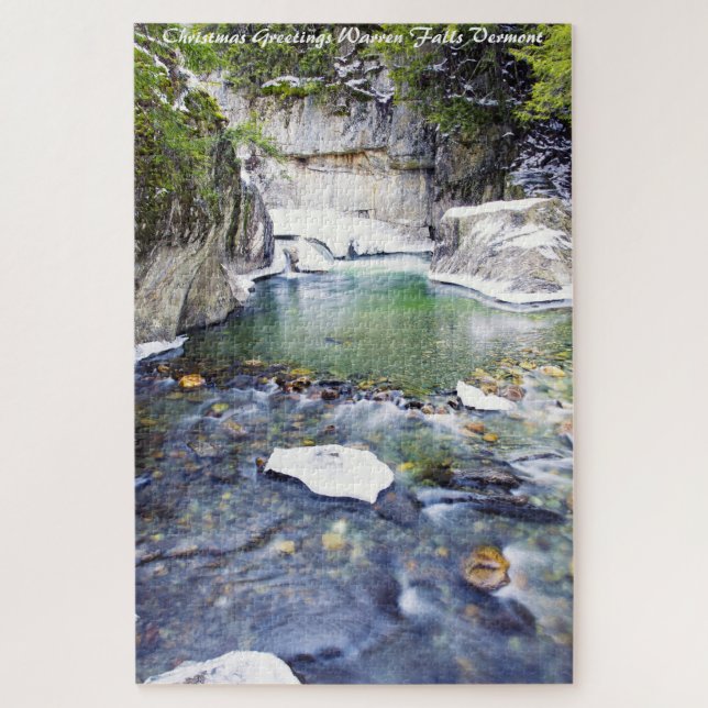 Warren Falls Vermont. Christmas Greetings Jigsaw Puzzle (Vertical)