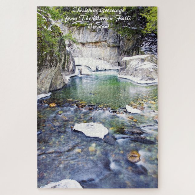 Warren Falls Vermont.Christmas  Jigsaw Puzzle (Vertical)