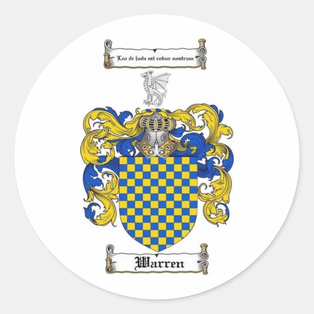 Warren Family Crest Classic Round Sticker (Front)