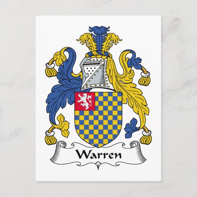Warren Family Crest Postcard (Front)