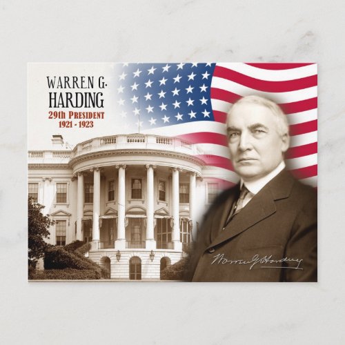 Warren G Harding _  29th President of the US Postcard