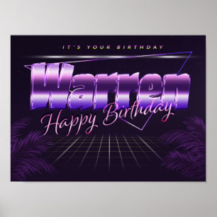 Warren Name First Name pura retro poster Birthday
