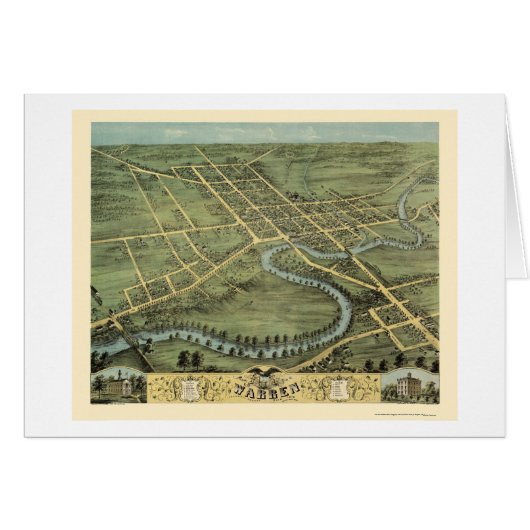 Warren, OH Panoramic Map - 1870 Cards (Front Horizontal)
