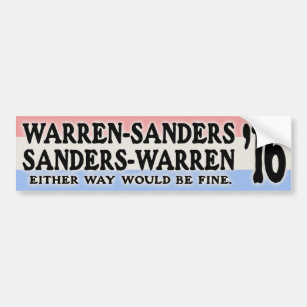 Warren - Sanders, Sanders Warren Bumper Sticker