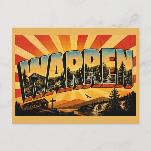 Warren VT Covered Bridge Mad River Art Postcard