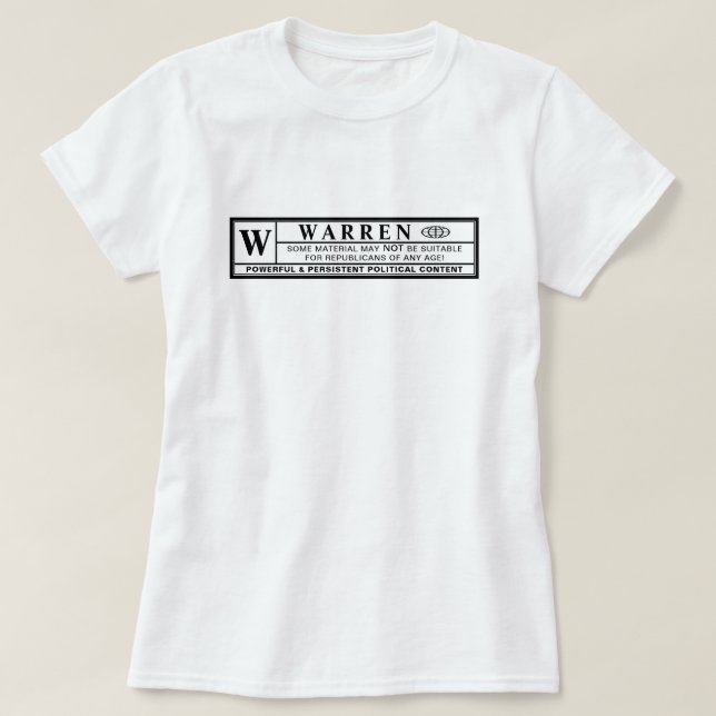 Warren Warning Label T-Shirt (Design Front)