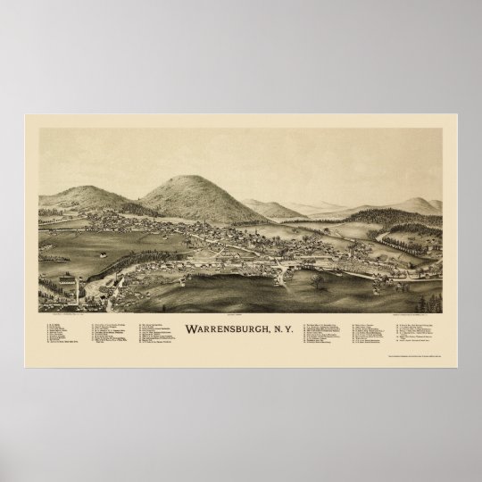 Warrensburg, NY Panoramic Map 1891 Poster
