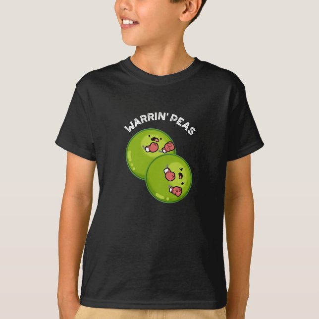 Warrin Peace Funny Pea Pun Dark BG T-Shirt (Front)