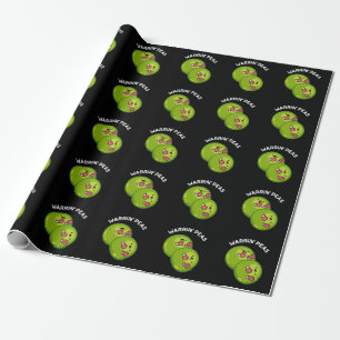 Warrin Peace Funny Pea Pun Dark BG Wrapping Paper