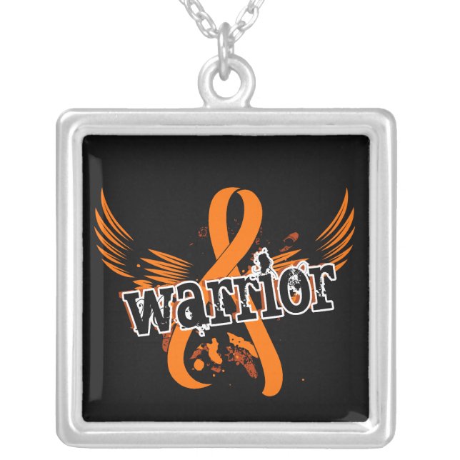 Warrior 16 Multiple Sclerosis Silver Plated Necklace (Front)