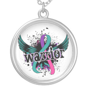 Warrior 16 Thyroid Cancer Silver Plated Necklace