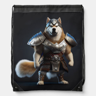Warrior Alaskan Malamute Dog, Military Alaskan Dog Drawstring Bag