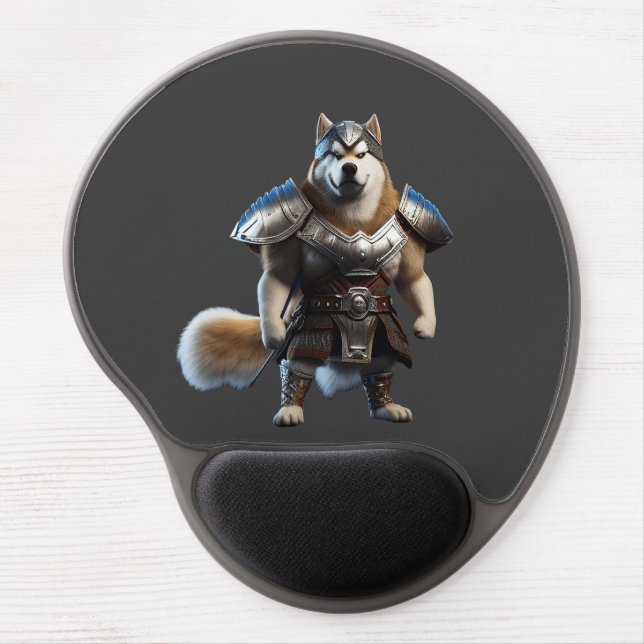 Warrior Alaskan Malamute Dog, Military Alaskan Dog Gel Mouse Pad (Front)