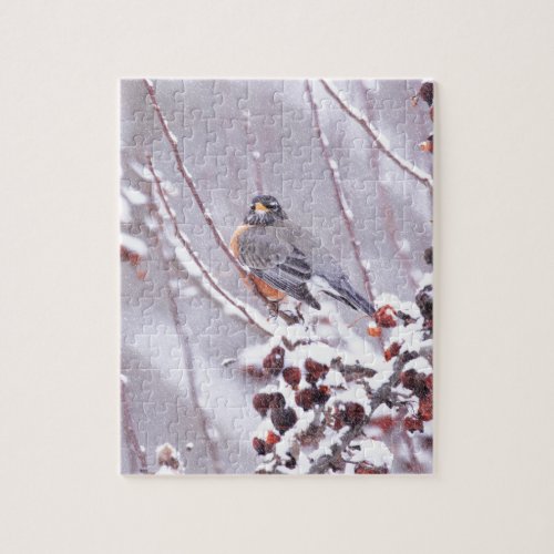 Warrior American Robin In Winter Jigsaw Puzzle