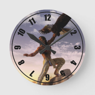 Warrior and Eagle Round Clock