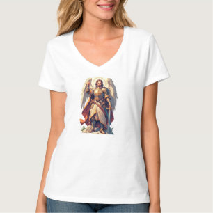 Warrior Archangel Michael Women's V-Neck Tee Shirt