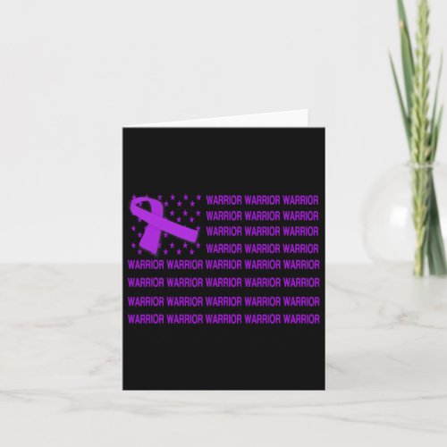 Warrior Awareness _ Usa Flag Purple Ribbon 2  Card