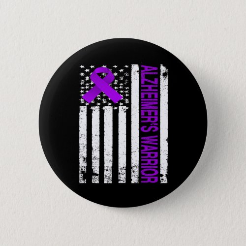 Warrior Awareness _ Usa Flag Purple Ribbon  Button